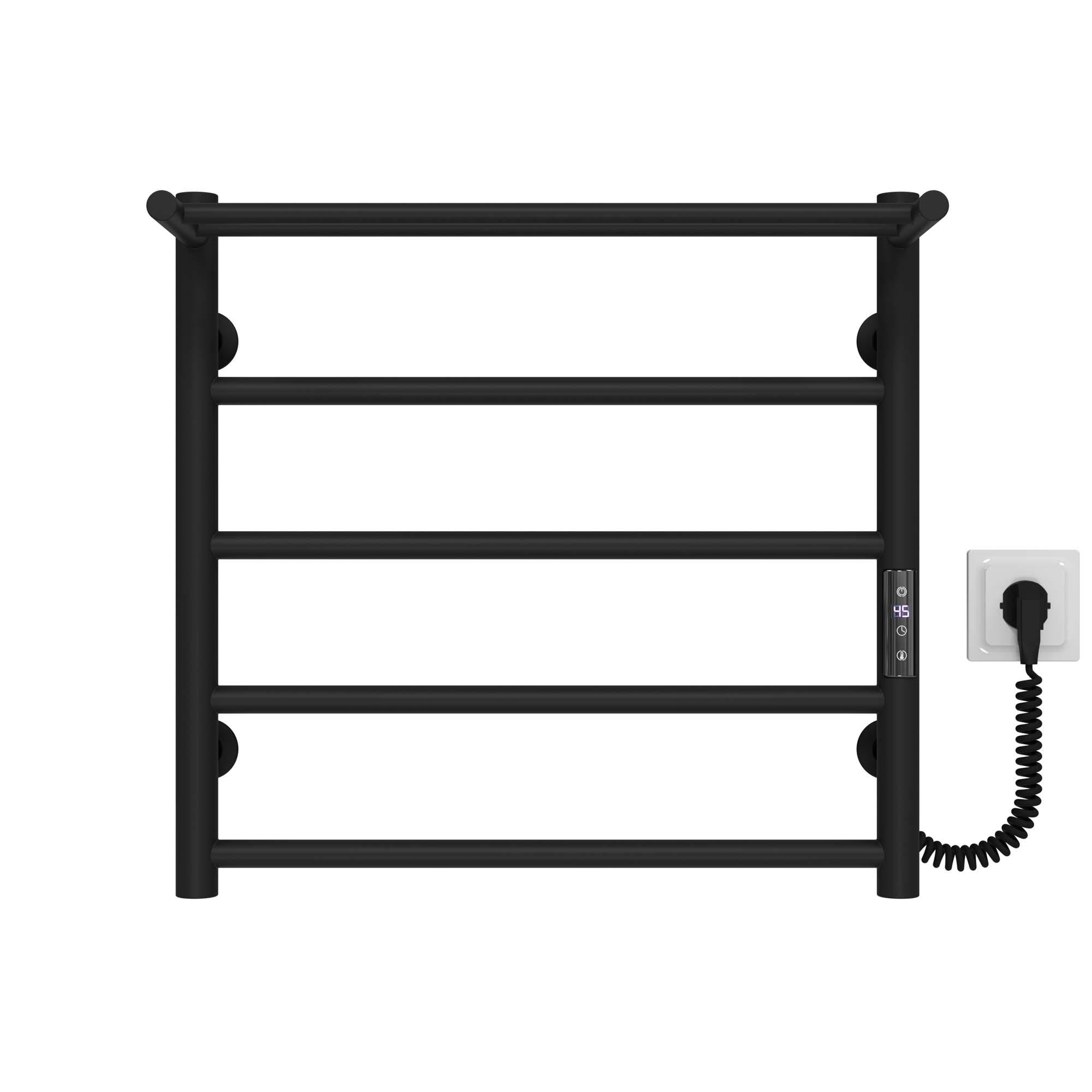 Полотенцесушитель электрический Deffi Терма П5 JD03 правое подключение нержавеющая сталь 500x500 мм Черный (C.TE.50.50.5.EBR1)