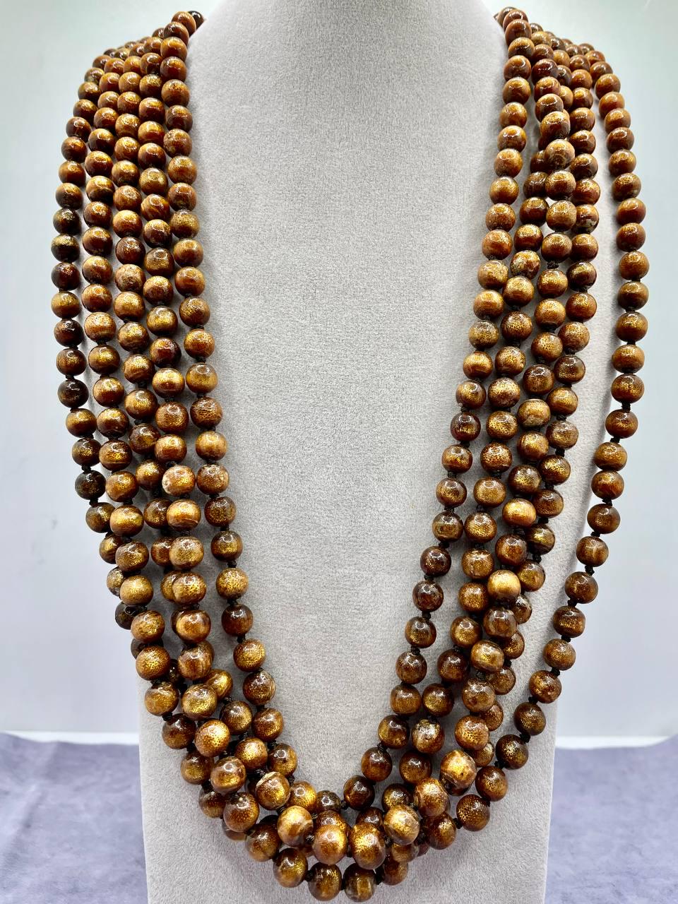 Колье натуральный коралл Коричневый (9219)