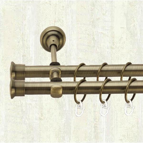 Карниз для штор Orvit Дуо двухрядный 19/19 мм открытый 300 см Антик (000-6482)
