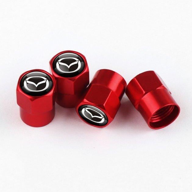 Набір ковпачків на ніпель для автомобіля SUNROZ Caps Short Mazda 4 шт. Red