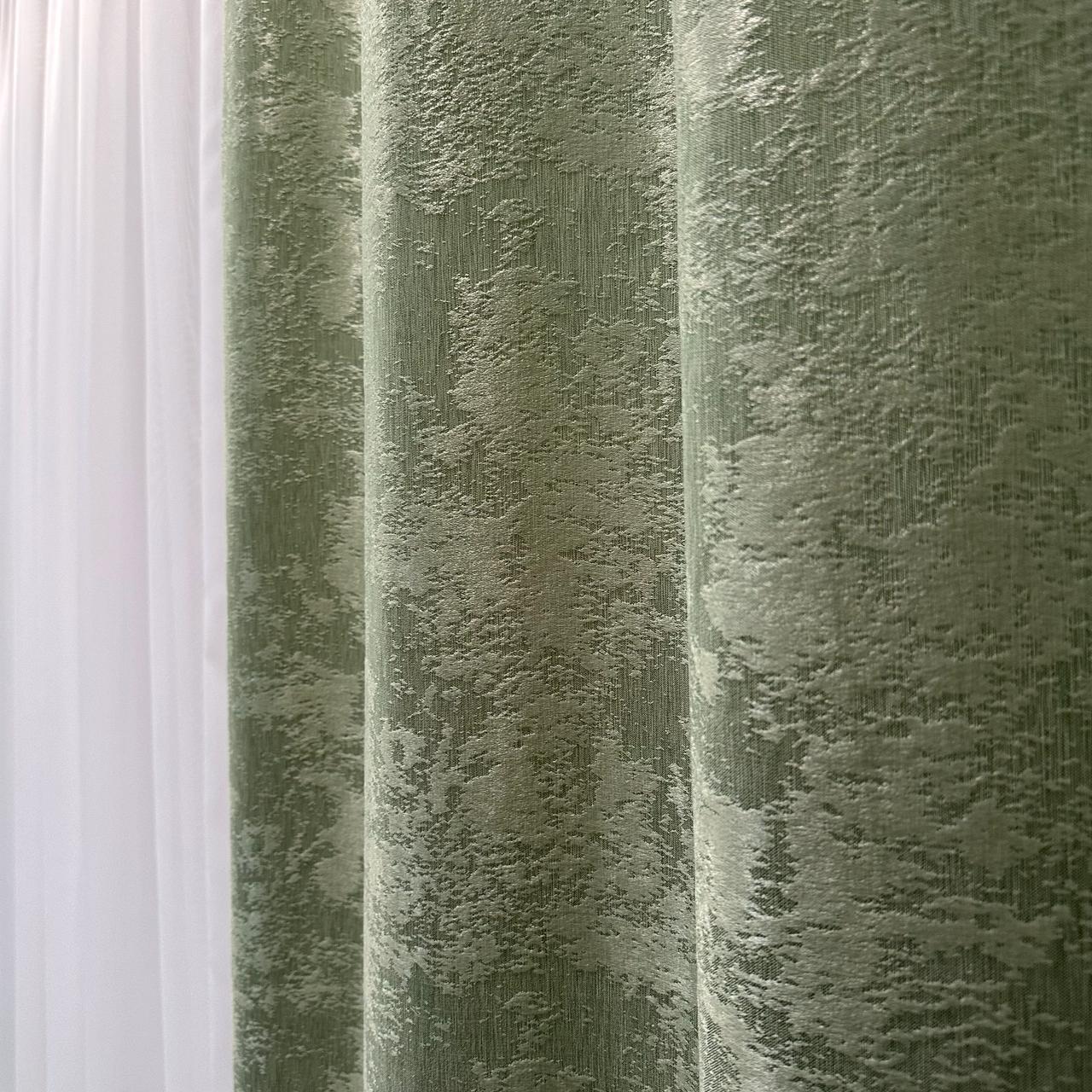 Шторы жаккардовые с мраморным узором среднее затемнение 1,5x2,7 м 2 шт. Салатовый (К1039-3) - фото 3 Шторы жаккардовые с мраморным узором среднее затемнение 1,5x2,7 м 2 шт. Салатовый (К1039-3) - фото 3