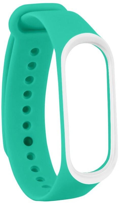 Ремінець UWatch Double Color Replacement Silicone Band Line For Xiaomi Mi Band Line 3/4 Mint/White - фото 1