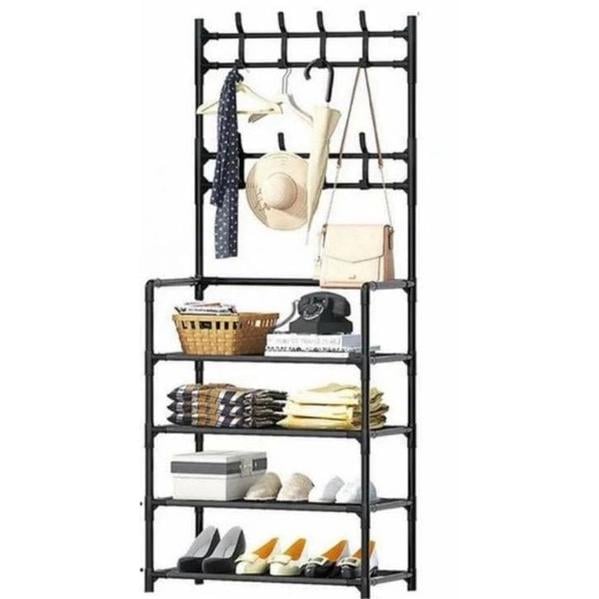 Вішалка для одягу New simple floor clothes rack з полицями для взуття метал