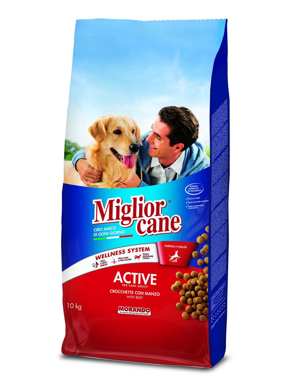 Корм сухий для дорослих собак Morando Migliorcane Active з яловичиною та злаками підтримка тонусу м'язів кісток шкіри та шерсті 10 кг (01017)