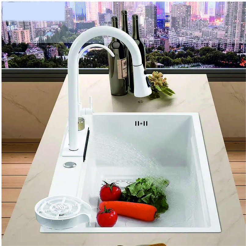 Кухонна раковина з неіржавкої сталі багатофункціональна 800x450x220 мм Білий (482019324) - фото 4