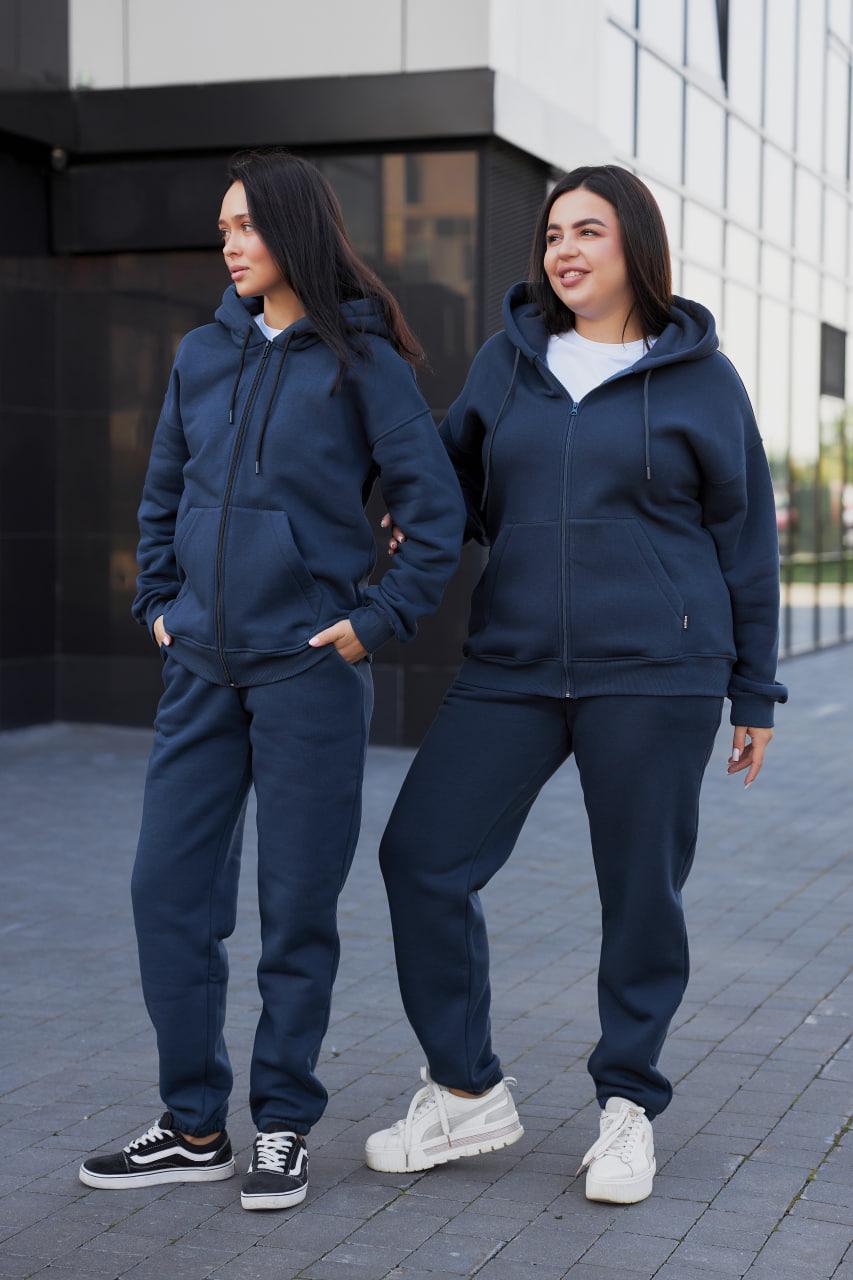 Прогулянковий костюми жіночий з капюшоном 5XL Темно-синій (М137.4) - фото 2 Прогулянковий костюми жіночий з капюшоном 5XL Темно-синій (М137.4) - фото 2