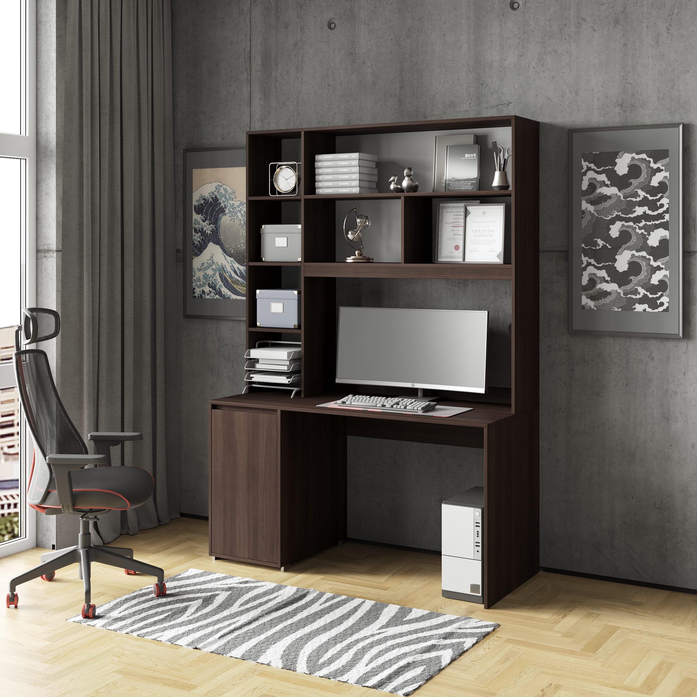 Письменный стол для офиса с тумбой и надстройкой Венге (380159)