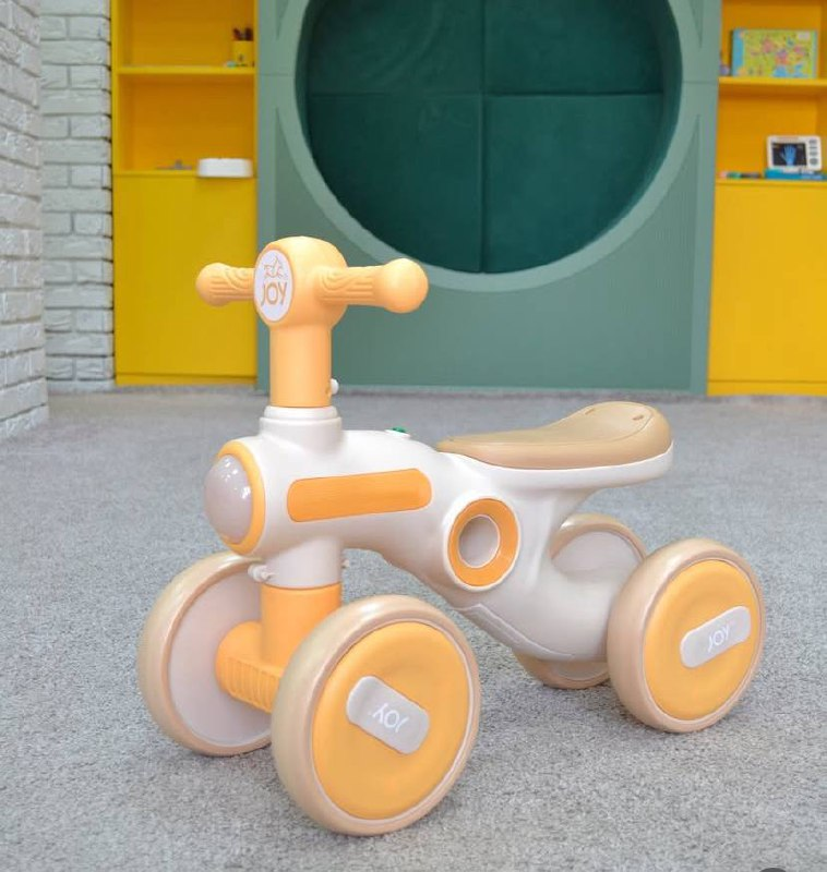 Велобіг дитячий 4-х колісний Corso JOY TL-75-402 пластикова рама світло озвучено українською Жовтий (2525393817)