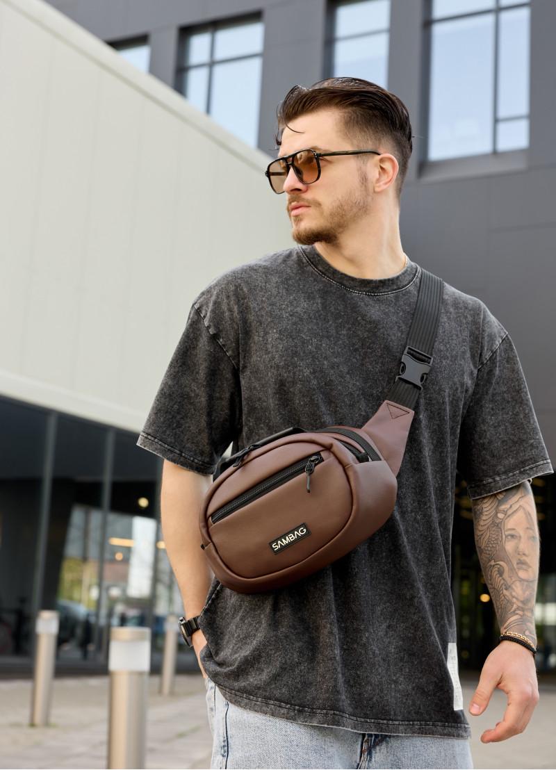 Сумка-бананка через плечо Sambag Flex 30×17×10 см Шоколадный (85351020m)