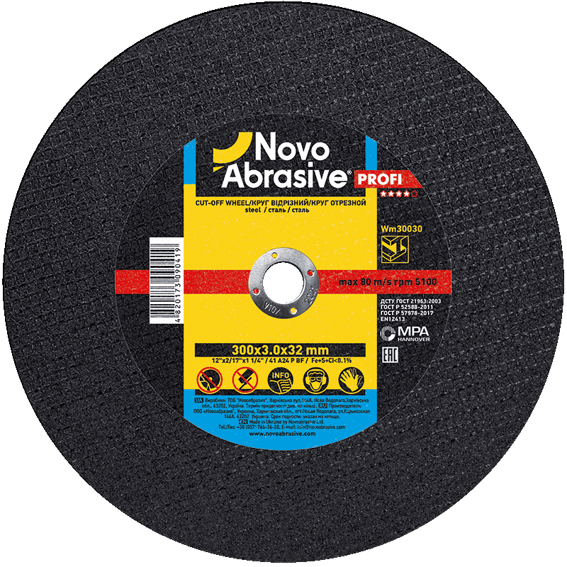 Круг по металлу Novoabrasive Profi отрезной 300x3x32 мм (31641357)