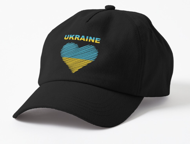 Кепка унисекс Malfini с патриотической надписью "Ukraine" сердечко прапор Черный (УКР53К-1617706796)