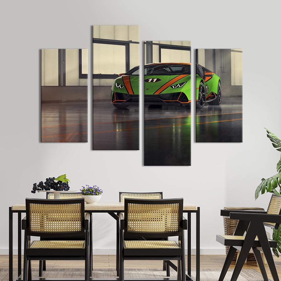 Картина на холсте Стильный салатовый Lamborghini Huracan 149x106 см (1265-42)