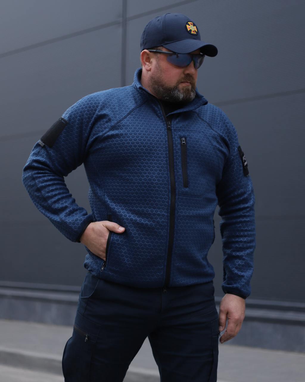 Кофта мужская FCT Design Гексагон флис соты на молнии р. 52-54 Синий
