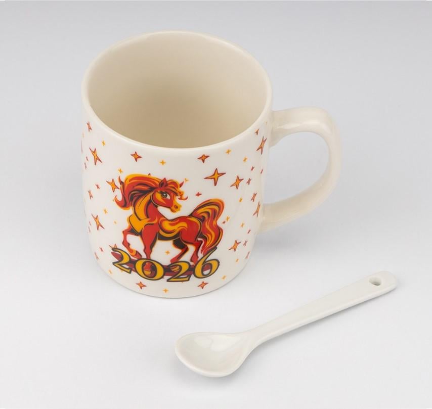 Кружка з ложечкою Символ 2026 року Вогняний Кінь 200 мл (9250-001) - фото 3