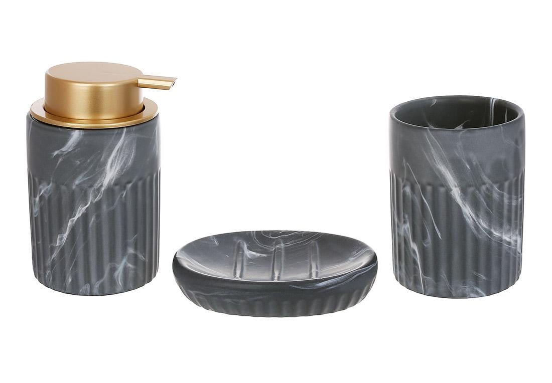 Набор для ванной дозатор 425 мл/стакан/мыльница Серый мрамор (851-330)