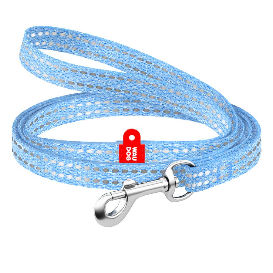 Поводок для кошек и мелких пород собак из восстановленного хлопка Waudog Re-cotton светоотражающий XS 10 мм 200 см Голубой - фото 1 Поводок для кошек и мелких пород собак из восстановленного хлопка Waudog Re-cotton светоотражающий XS 10 мм 200 см Голубой - фото 1