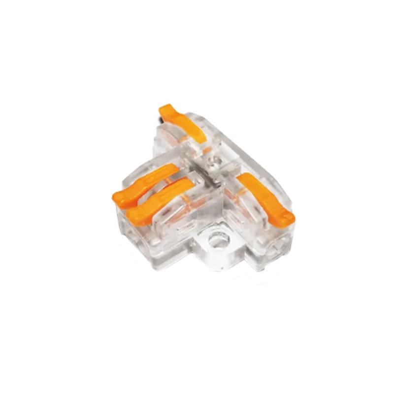 Клемма проходная Tactix 0,2-4 мм2 32А 1-3 одинарная Т-подобная 35х25,5х14,6 мм рычаг крепеж 3,1 мм Оранжевый (T4T)