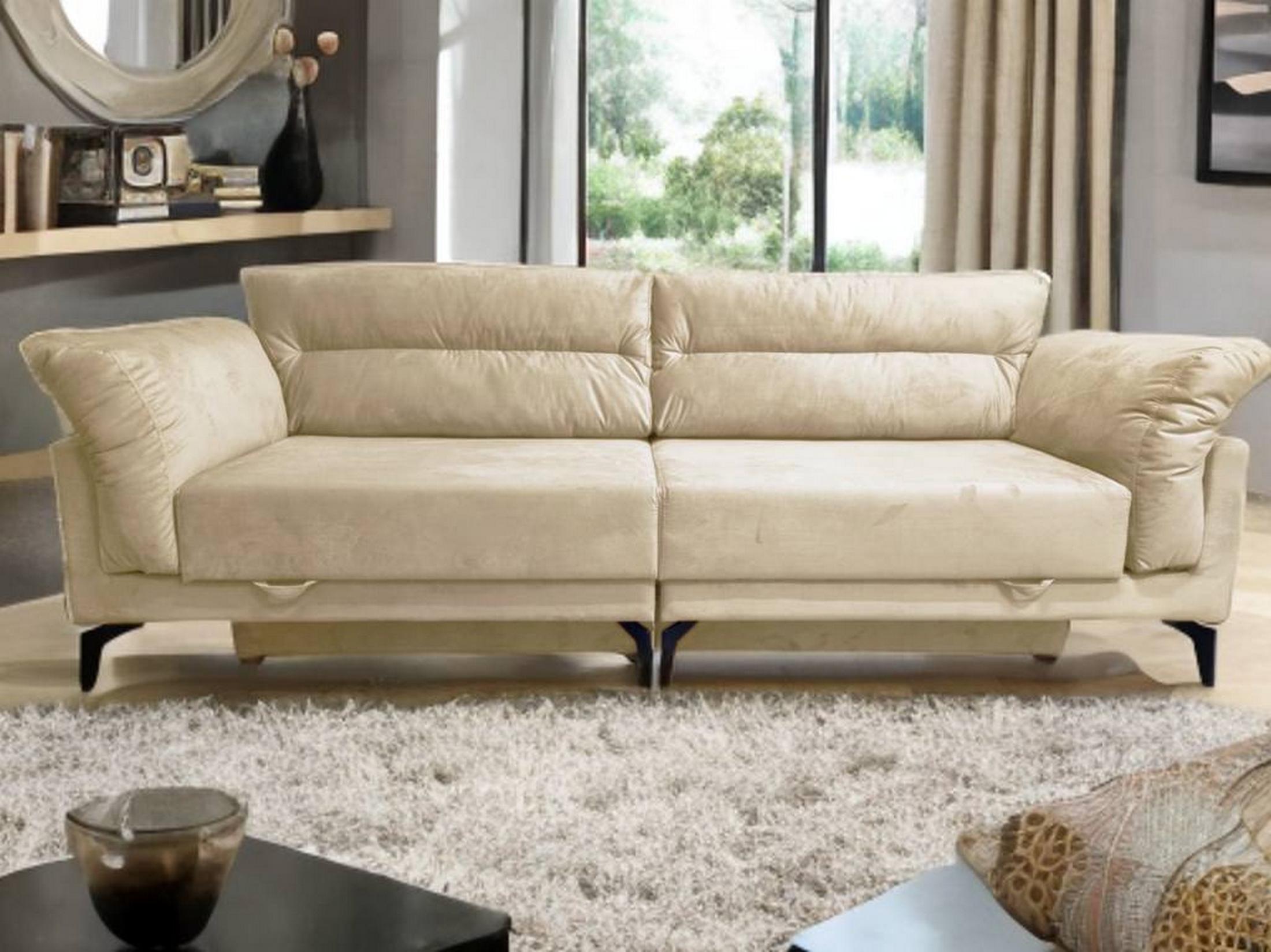 Диван RidneTut Joy єврокнижка Alaska 01 Semolina 252х105 см Світло-бежевий (434105-01) - фото 2