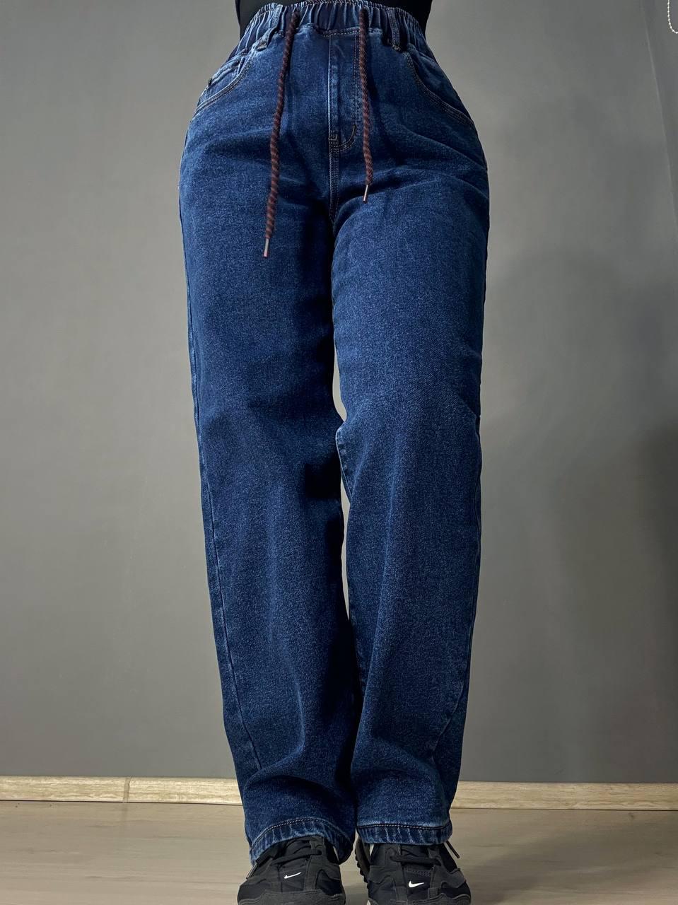 Джинсы женские Vanver 8335 утепленные на флисе MOM с резинкой на талии р. 31 Синий (5552)