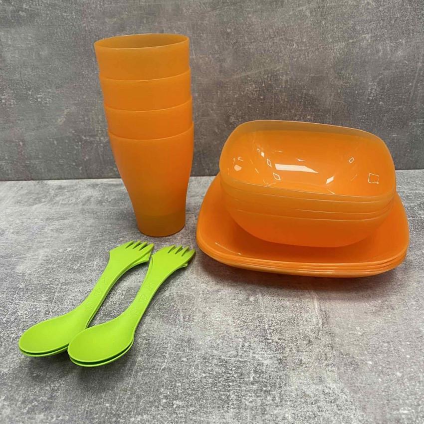 Набор пластиковой посуды для пикника Алеана 169042 на 4 персоны Оранжевый (1852111386)