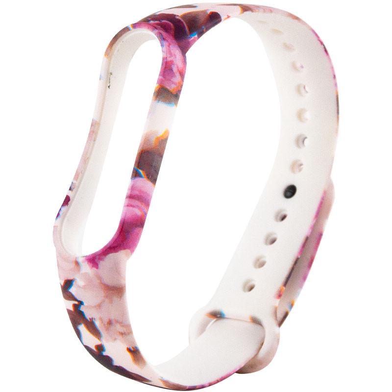 Ремінець силіконовий для Xiaomi Mi Band 5/6 Бордові Троянди/Білий (00000037970_27)