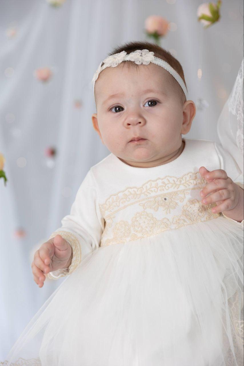 Сукня дитяча святкова Ванесса з мереживом і фатином для хрестин/дня народження/фотосесії р. 56 Молочний (29015187) - фото 3 Сукня дитяча святкова Ванесса з мереживом і фатином для хрестин/дня народження/фотосесії р. 56 Молочний (29015187) - фото 3