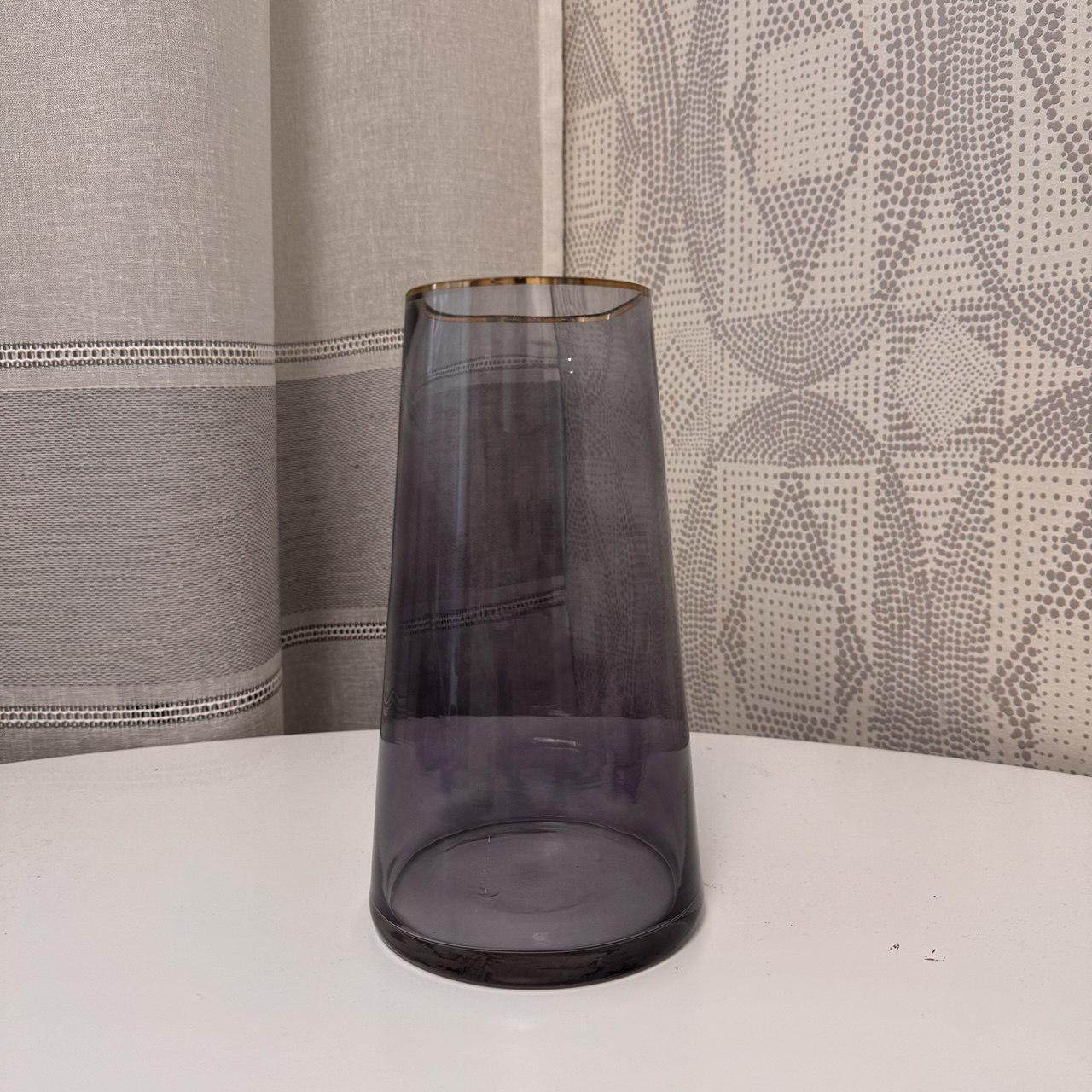 Ваза стеклянная 22 см Темно-Серый/Золотой (AWN-00463)