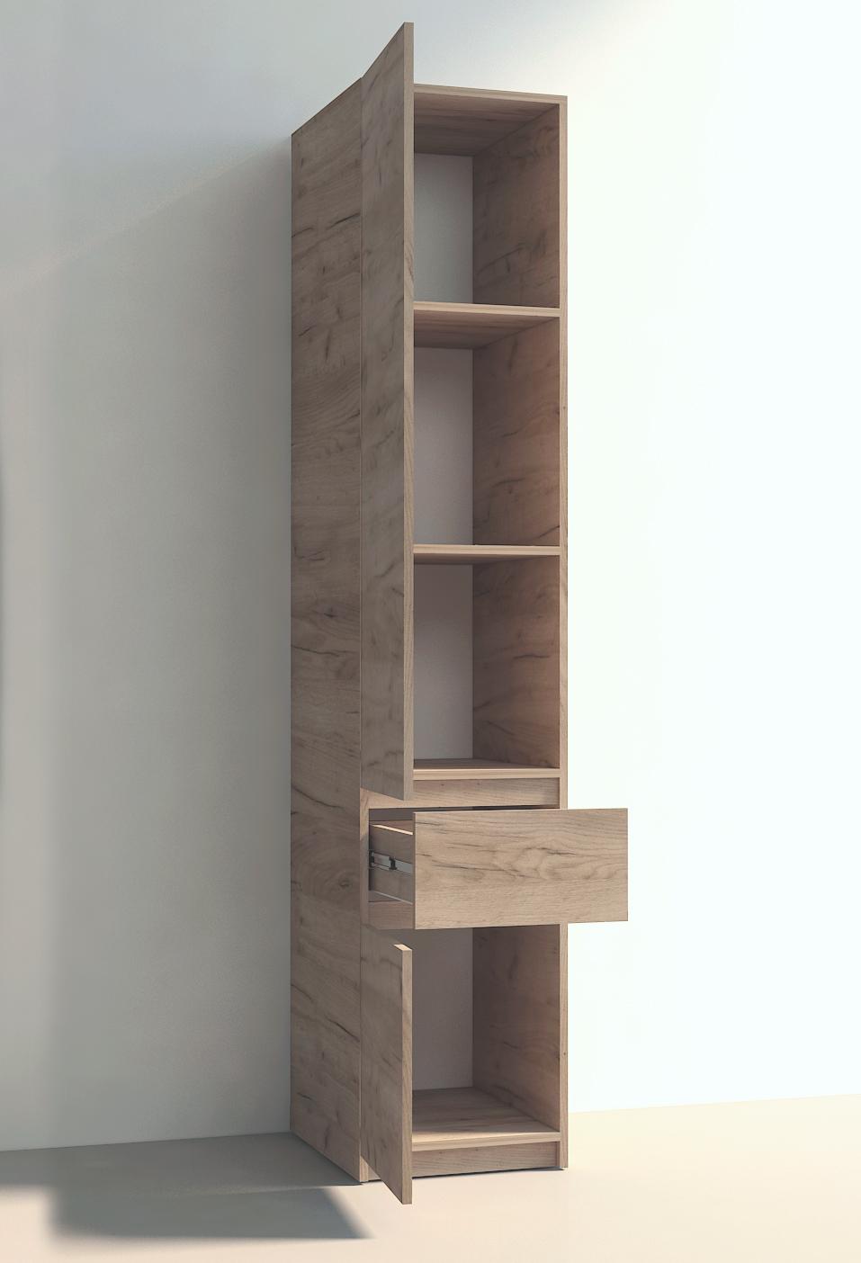 Шафа пенал Мастер Форм Брайт телескопічні напрямні 400х520х2000 мм Дуб крафт сірий - фото 2