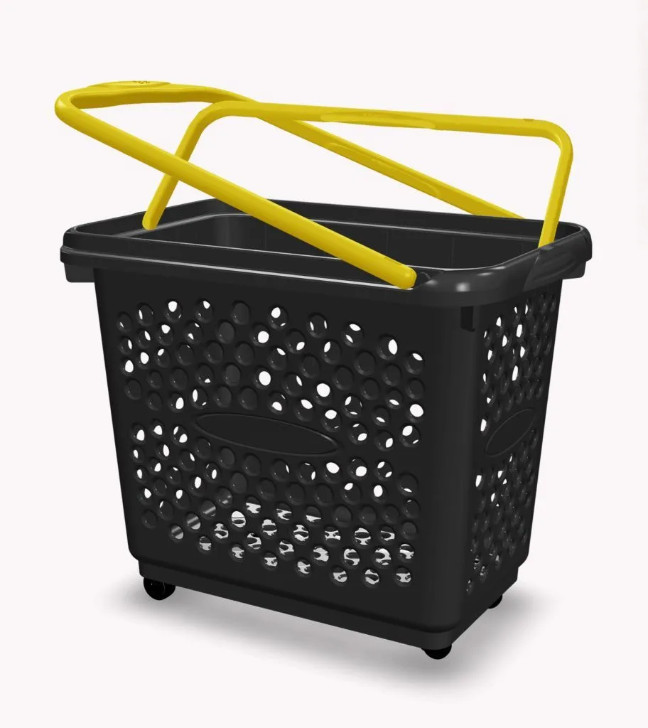 Корзина-тележка для покупателей пластиковая Panaro COLORS на колесах с двумя ручками 55 л Черный (29411368)