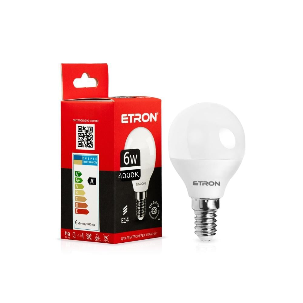 Лампа LED ETRON 6W G45 4000K E14 Light