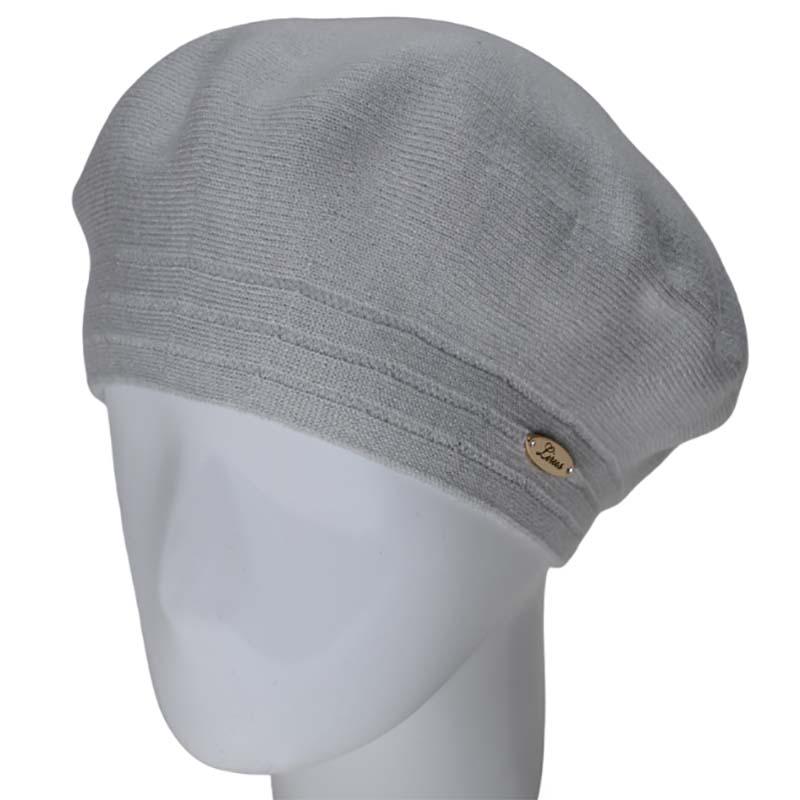 Берет женский Novita Шер из вискозной пряжи двойной L р. 57-58 Светло-серый (116139)