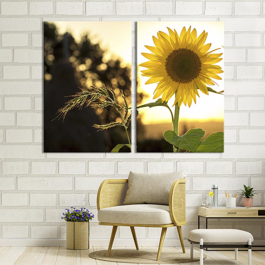 Картина на холсте Одинокий подсолнух на поле 165x122 см (994-2)