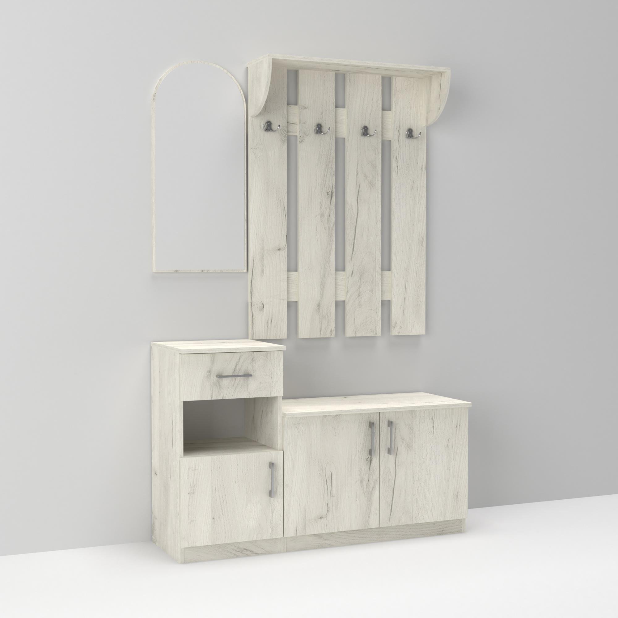 Прихожая Алиса 1200х400х1880 мм Дуб крафт белый (23702)