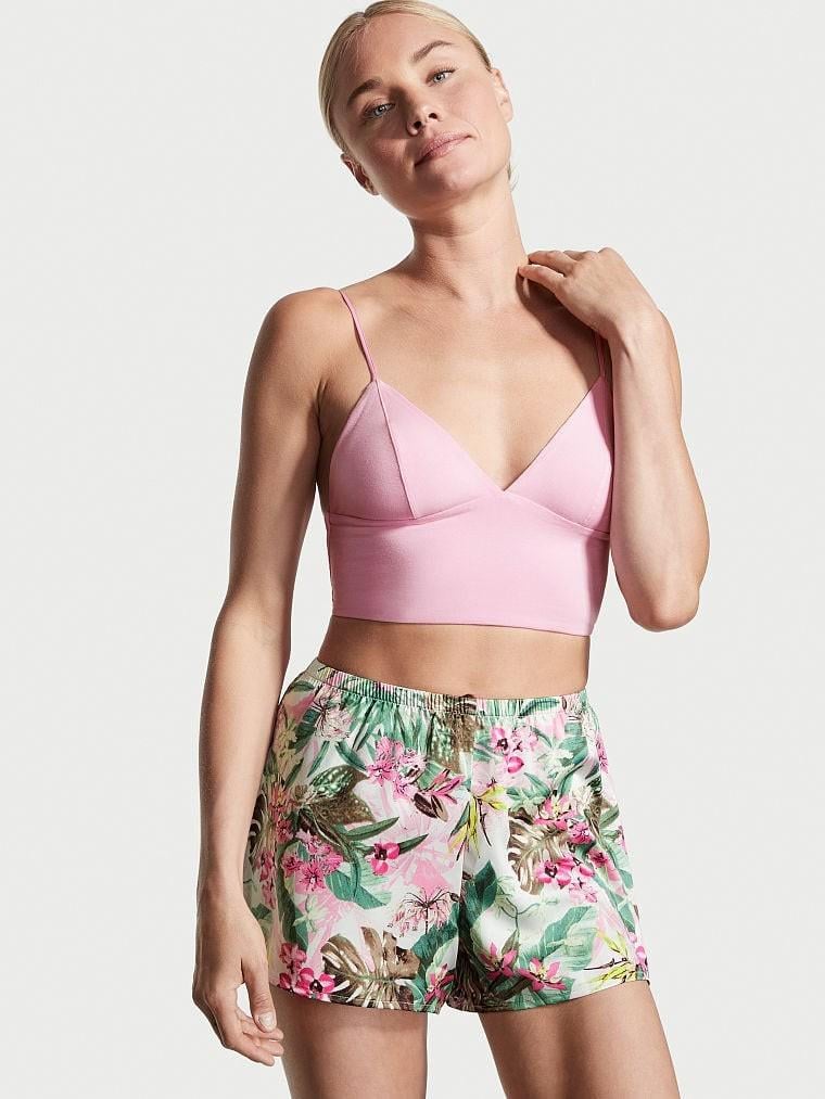 Пижама сатиновая Victoria's Secret майка/шорты M Розовый (71515708)