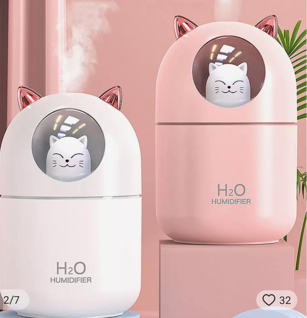 Увлажнитель воздуха Humidifier H2O с подсветкой cat rose 300ml - фото 3