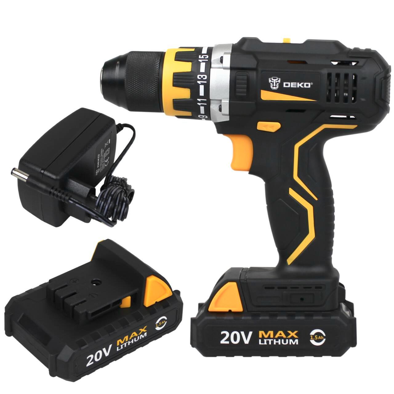 Шуруповерт акумуляторний DEKO 15913 20V Li-ion 1,5 Ah Brush Black/Yellow (32709165)
