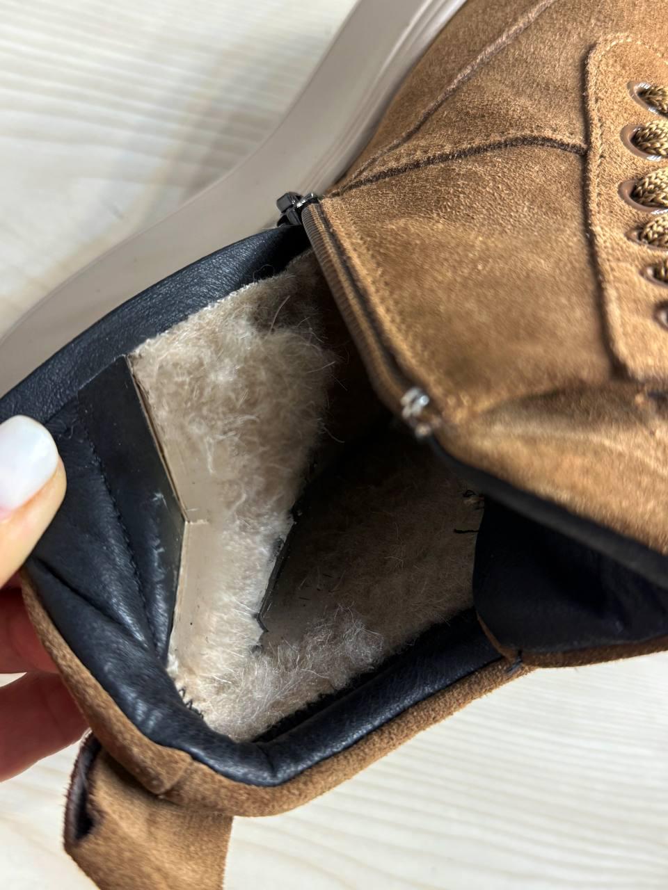 Ботинки женские Hengji 280-5 зимние на меху замшевые р. 36 Коричневый/Бежевый (5244) - фото 9