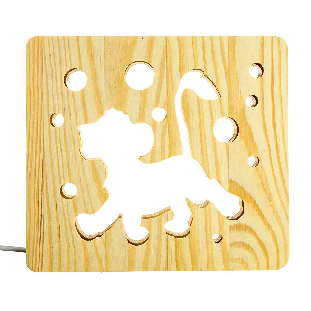 Светильник-ночник ArtEco Light Веселый львенок из дерева LED SMART свет (1020405)