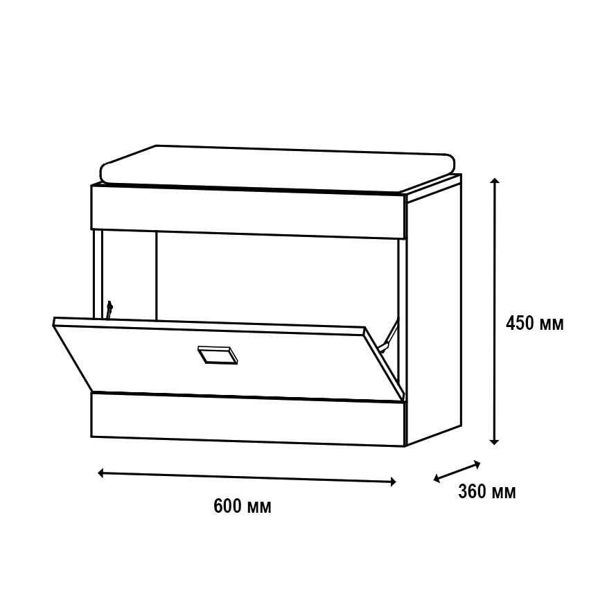 Тумба под обувь Everest Соната 600 600х376х466 мм Венге темный/Белый (11289) - фото 2 Тумба под обувь Everest Соната 600 600х376х466 мм Венге темный/Белый (11289) - фото 2