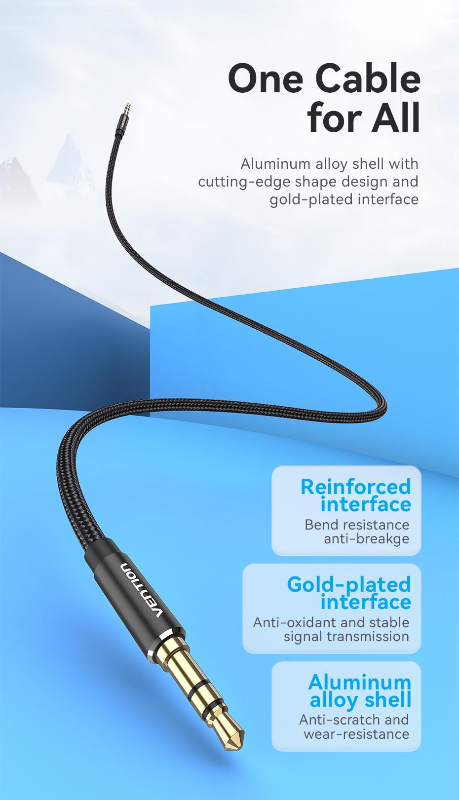 Кабель Vention 3.5 мм minijack стерео AUX TRS 3-пиновая нейлоновая оплетка 3 м Черный (BAWBI) - фото 12 Кабель Vention 3.5 мм minijack стерео AUX TRS 3-пиновая нейлоновая оплетка 3 м Черный (BAWBI) - фото 12