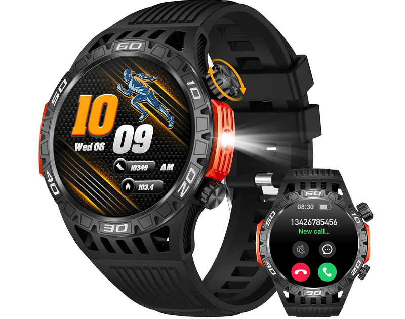 Смарт-годинник чоловічий водонепроникний з компасом і ліхтариком IP67 Чорний (2328603567) - фото 2 Смарт-годинник чоловічий водонепроникний з компасом і ліхтариком IP67 Чорний (2328603567) - фото 2