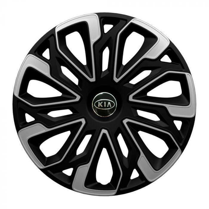 Ковпаки для коліс 4 Racing Estoril Silver/Black R15 з логотипом Kia 4 шт. Ковпаки для коліс 4 Racing Estoril Silver/Black R15 з логотипом Kia 4 шт.