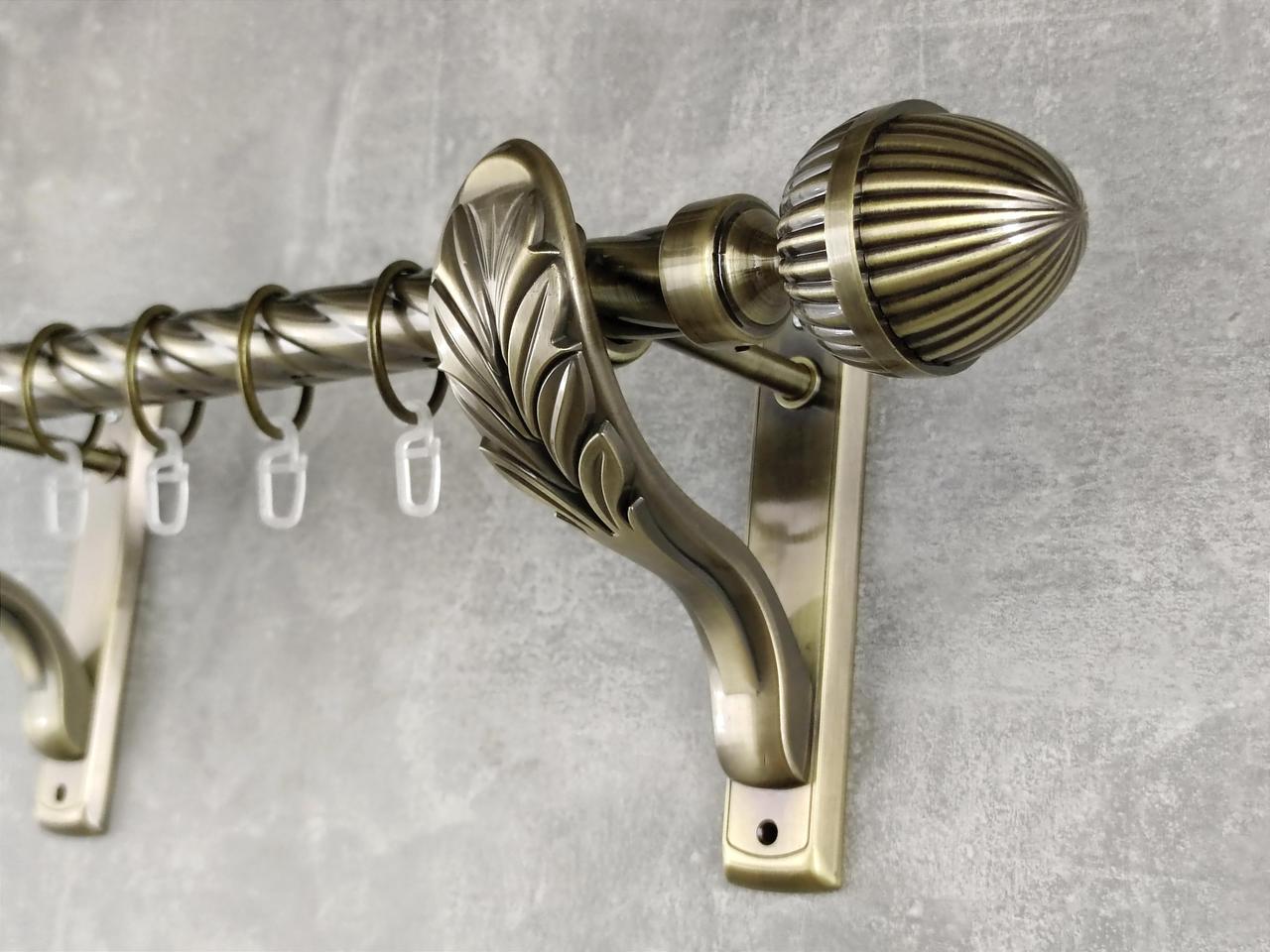 Карниз MStyle металлический для штор однорядный Одеон 25 мм крученый 400 см Антик (5011729)