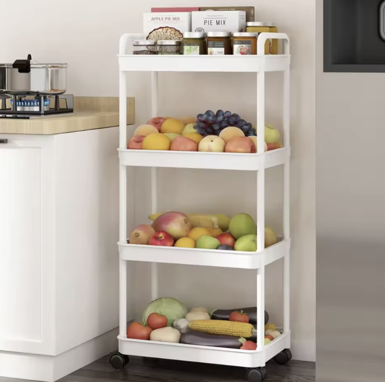 Этажерка на колесах 4 полки 32х20х80 см Белый (2767714566) - фото 3 Этажерка на колесах 4 полки 32х20х80 см Белый (2767714566) - фото 3