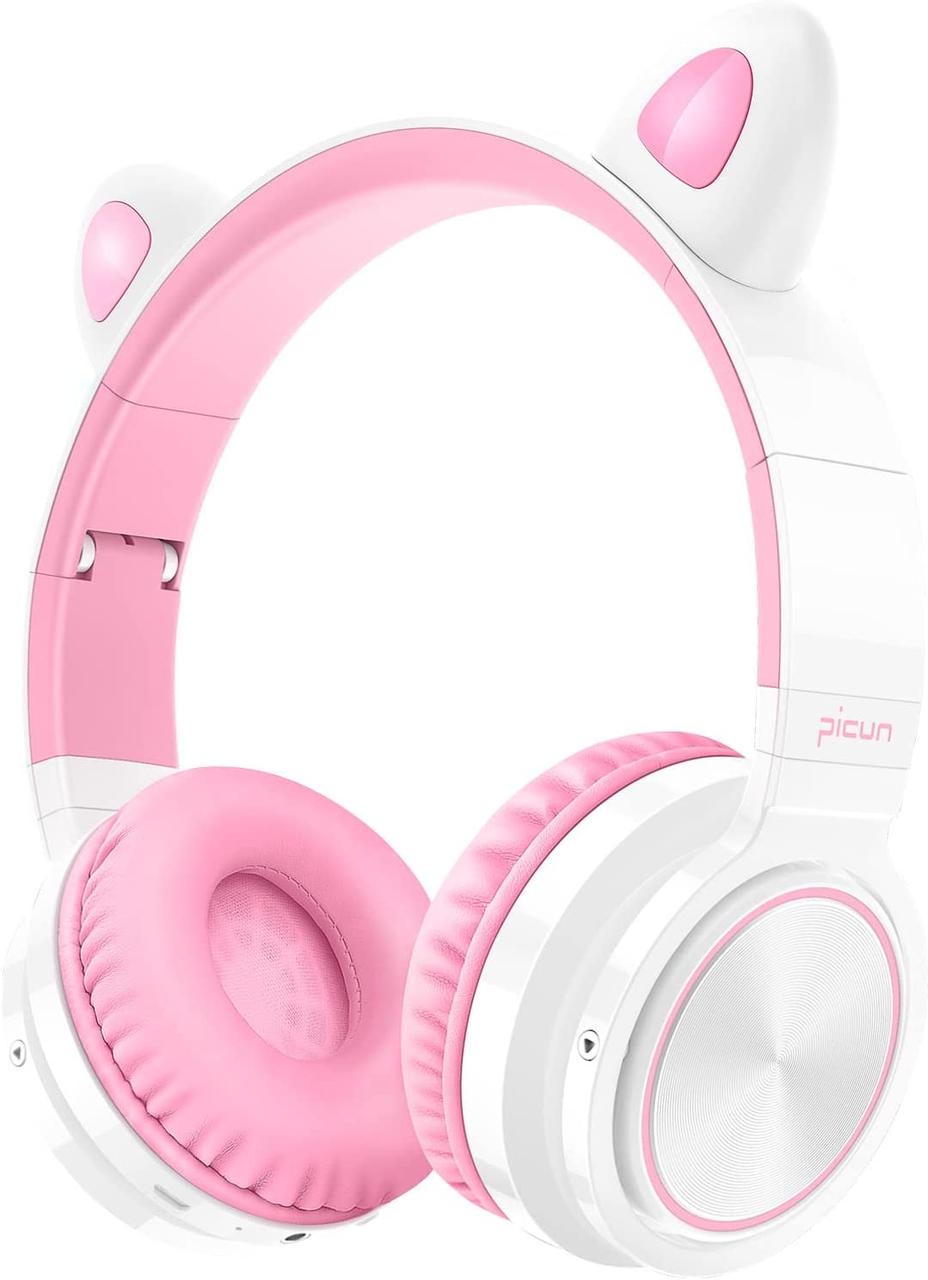 Наушники детские беспроводные Picun С01 Lucky Cat Bluetooth White/Pink (3_04792)