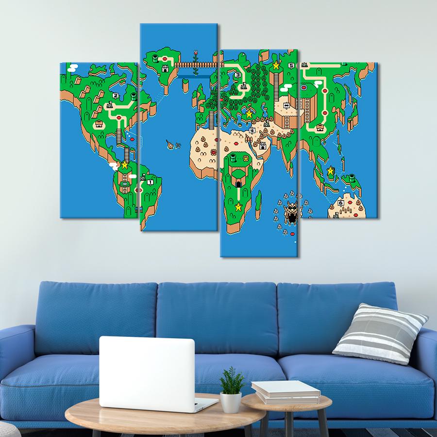 Картина карта Мир Супер Марио на карте 149x106 см (A1340-4)