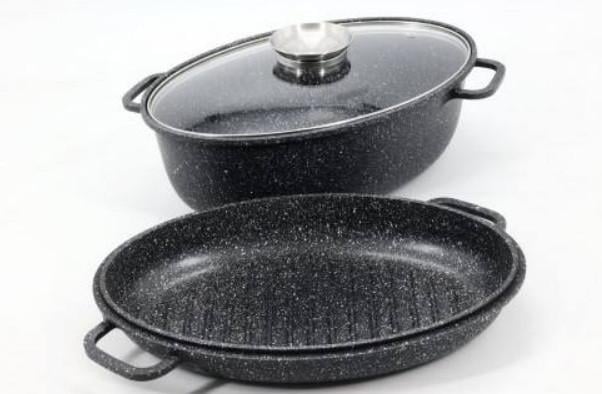 Утятниця зі жаровнею Styleberg 4 з мармуровим покриттям 3 пр. 7 л 3,5 л Чорний (ST-303)