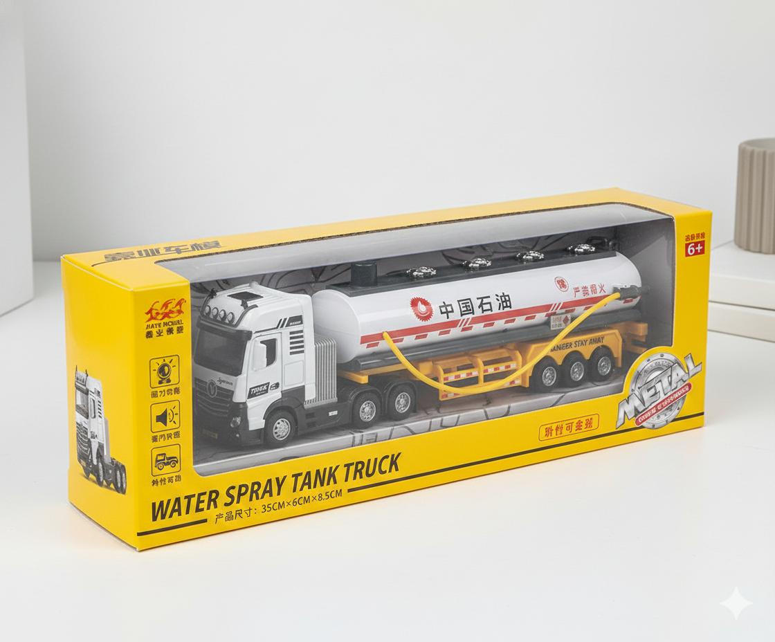 Машина-автоцистерна Паливовоз з функцією розпилення води інерційним механізмом світлом і звуком 1:50 Жовтий - фото 4 Машина-автоцистерна Паливовоз з функцією розпилення води інерційним механізмом світлом і звуком 1:50 Жовтий - фото 4