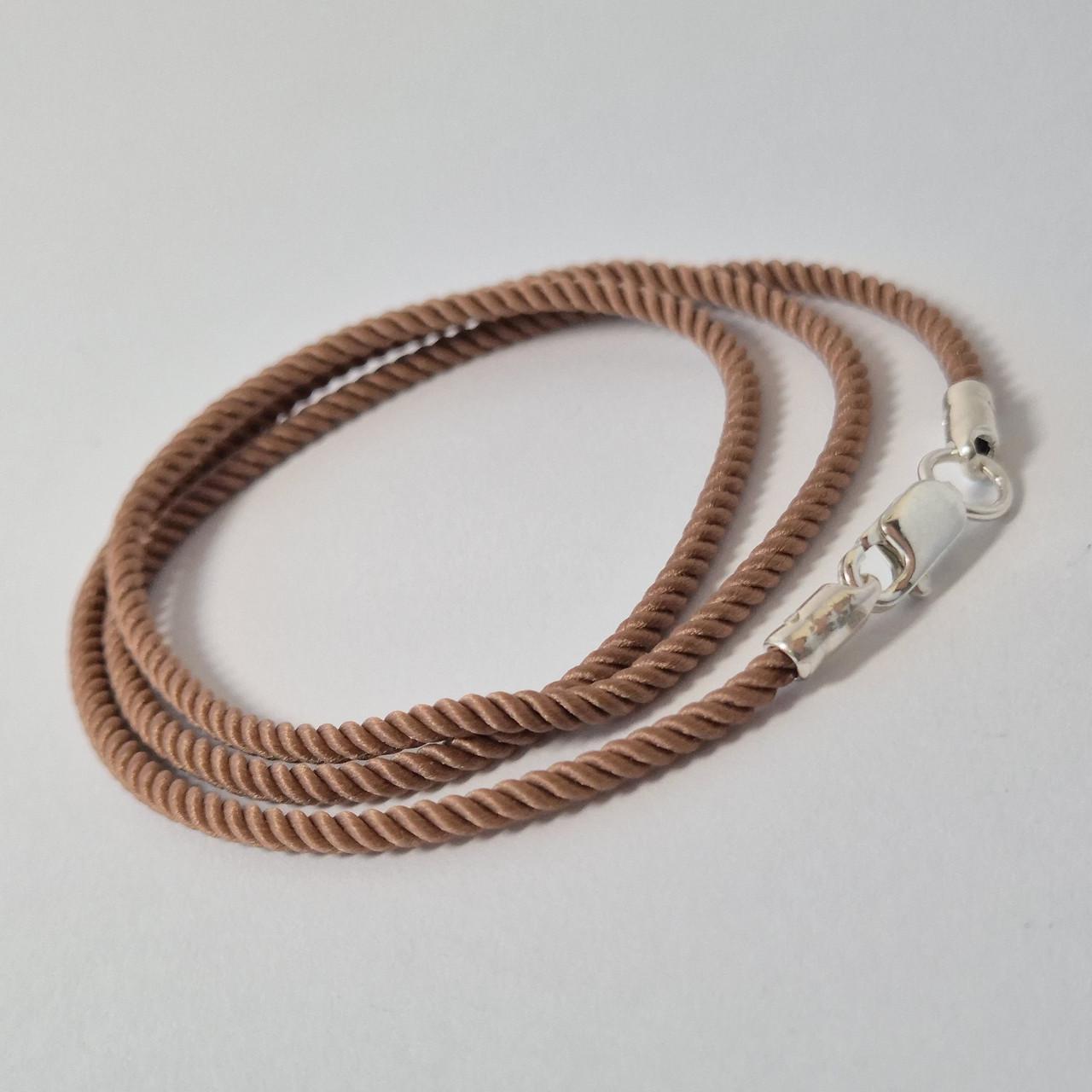 Шнурок на шею Милан шелковый серебро 925 пробы 0,98 г 2 мм 55 см Коричневый (6010/2)