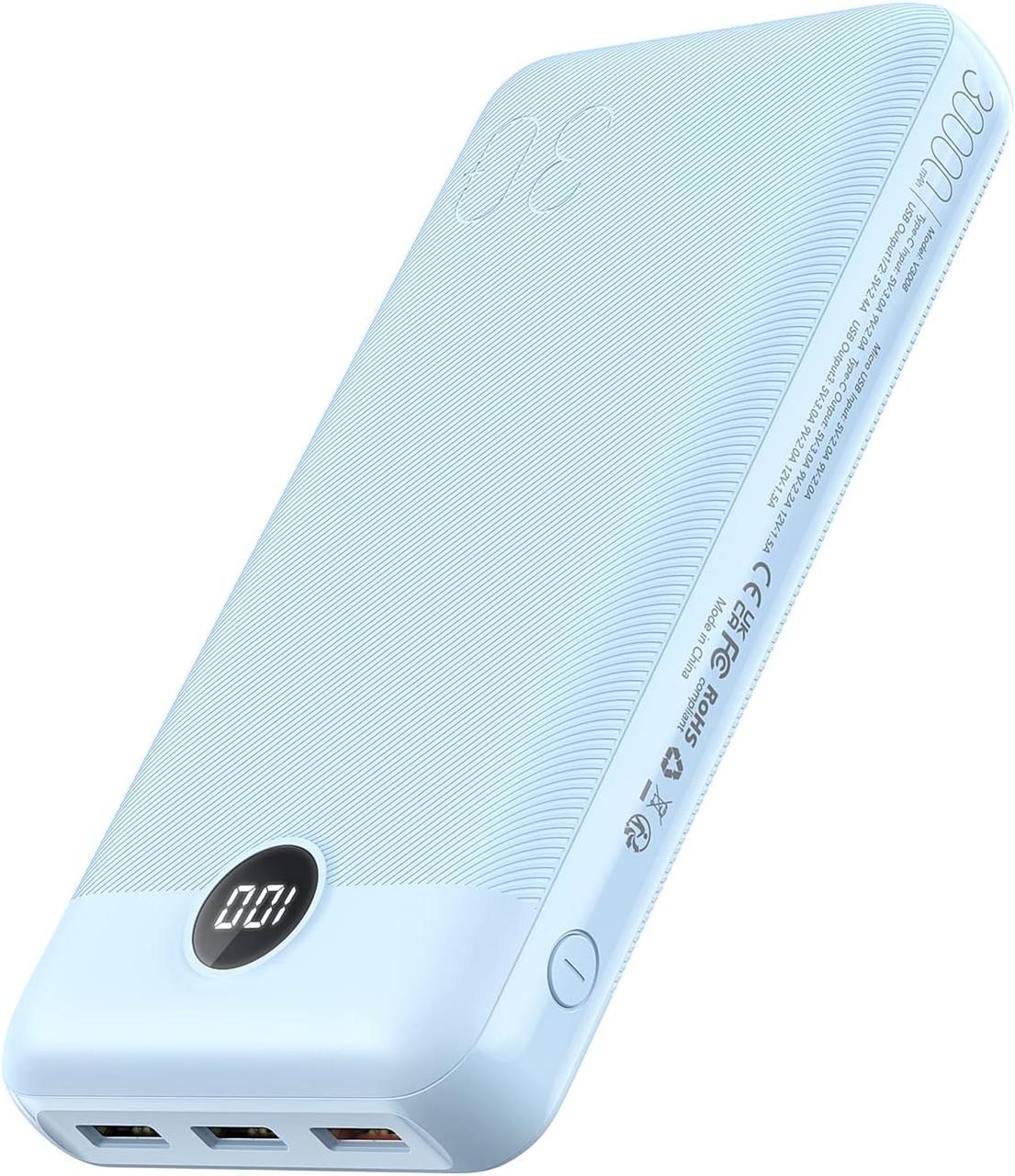 Повербанк Veger L30 30000 mAh з дисплеєм вихід PD20W вхід PD18W/QC18W Білий